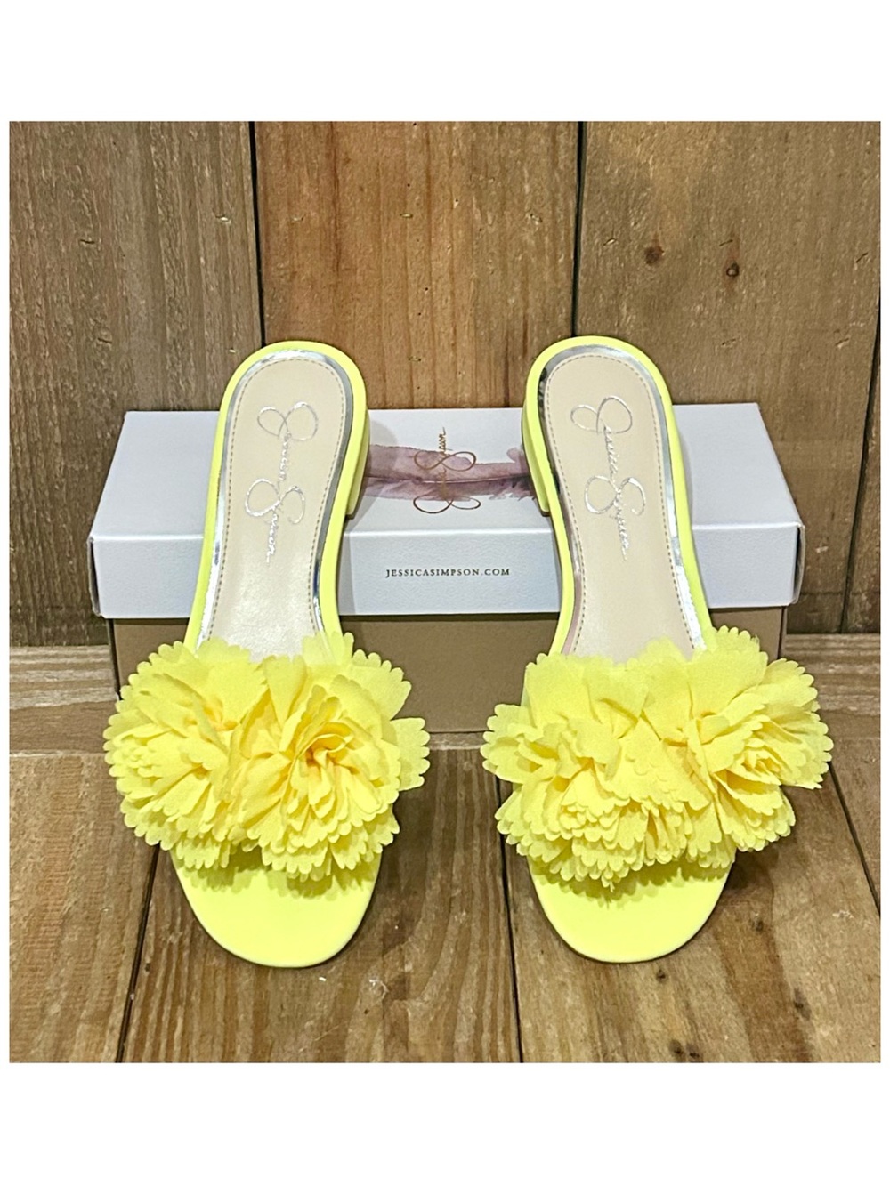 Jessica Simpson Leather Caralin Slide Sandals. - Picture 6 of 16